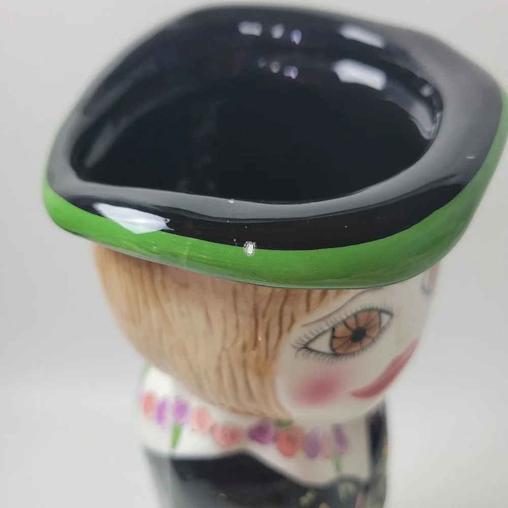 Bella Casa by Ganz Susan Paley Pearl Figural Bud Vase Ceramic Black Floral
